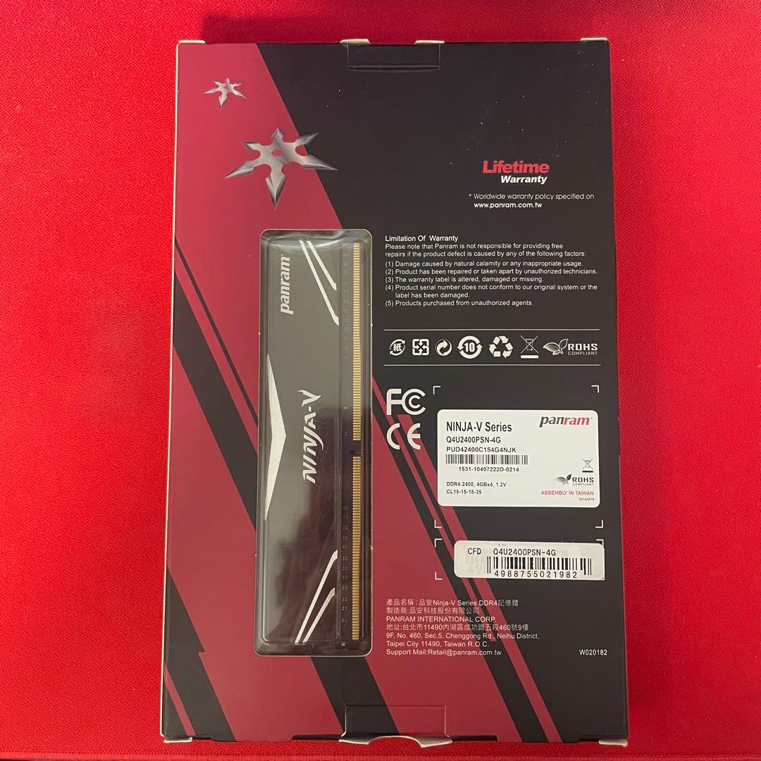panram NINJA-V DDR4 メモリ 4GB４枚セット