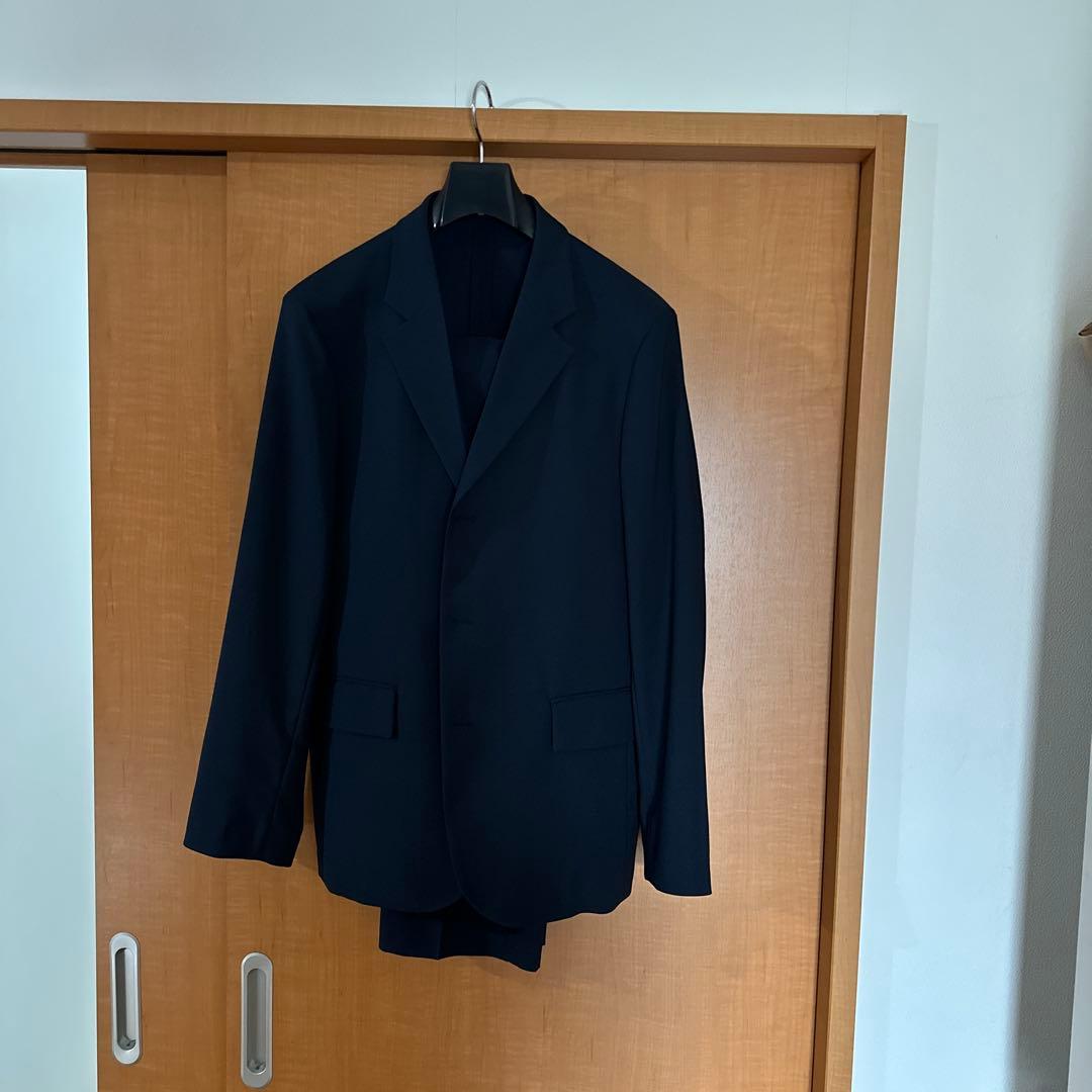 ユニクロC 感動ジャケット　タックパンツ　セットアップ　ネイビー　L