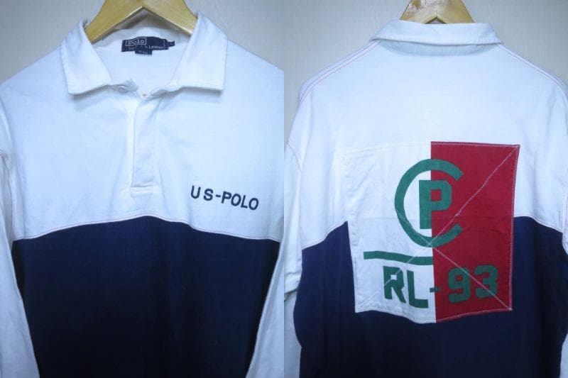 実寸 XL 90s ラルフローレン RL-93 CP ラガーシャツ