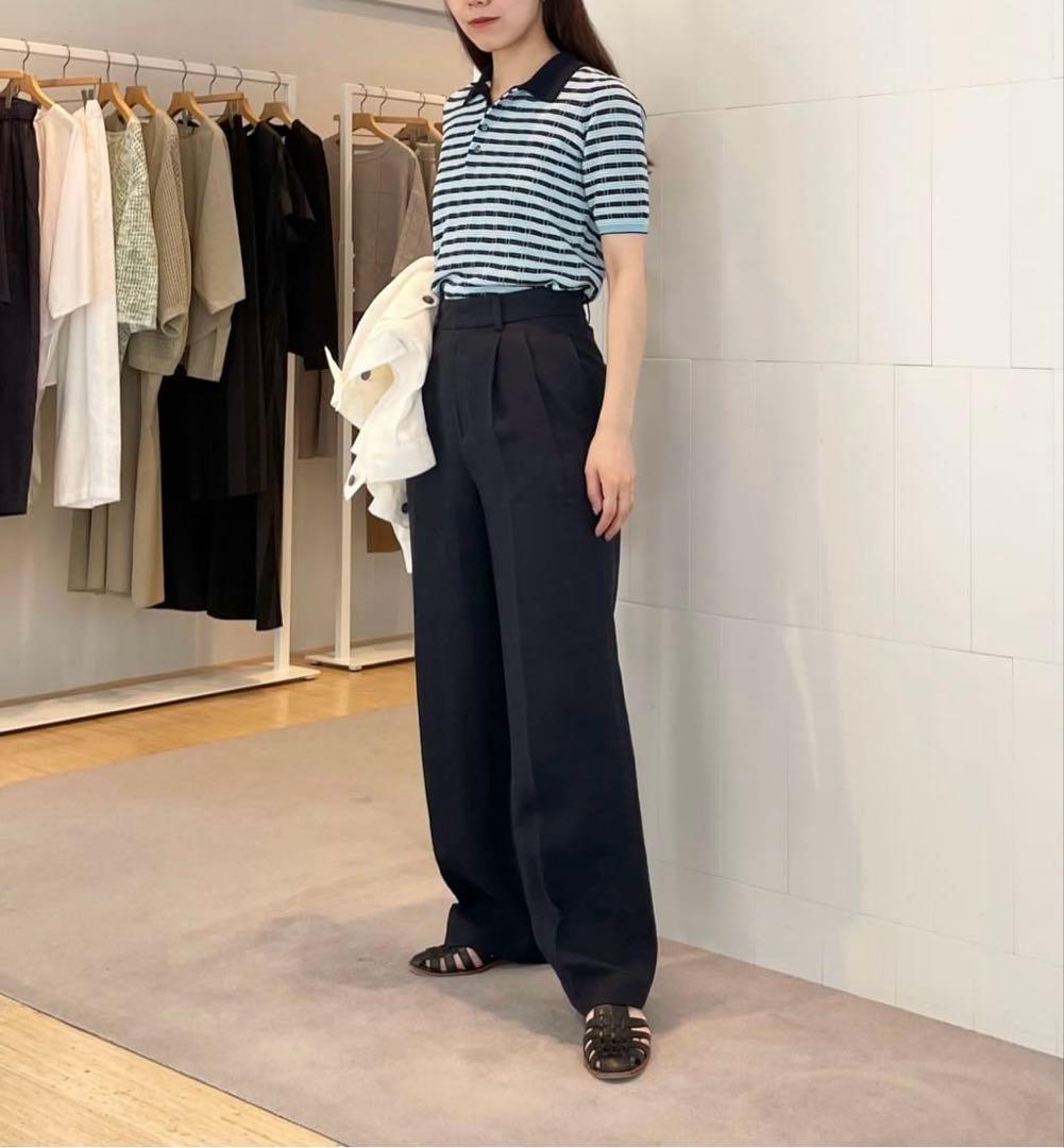 MACPHEE コットンナイロンラメチェック ポロプルオーバー