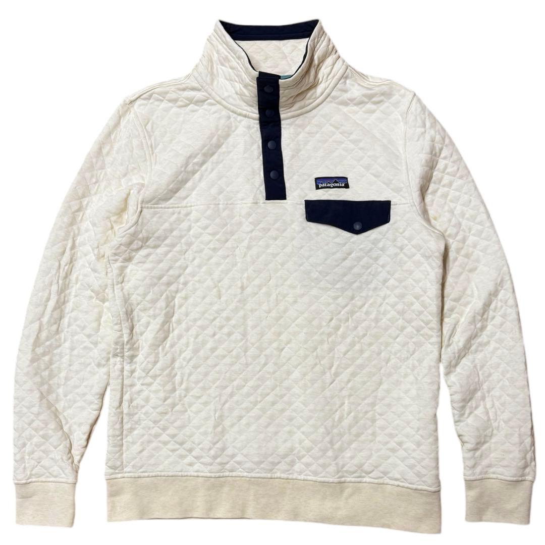 美品 パタゴニア ダイアモンドキルト スナップT ナチュラル ネイビー