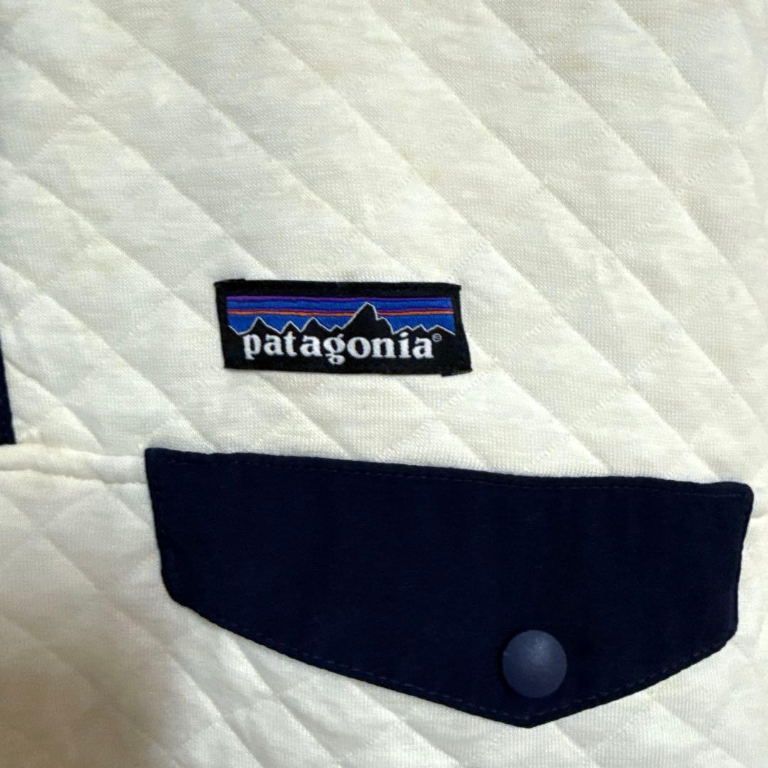 美品 パタゴニア ダイアモンドキルト スナップT ナチュラル ネイビー