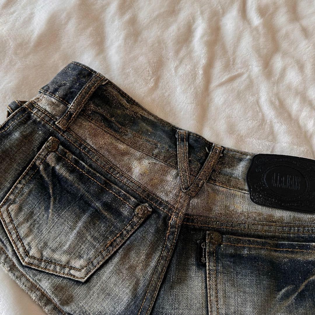 元祖【d.i.a.】サイドリングデニムショーパン ゴールドラメ 平成当時物