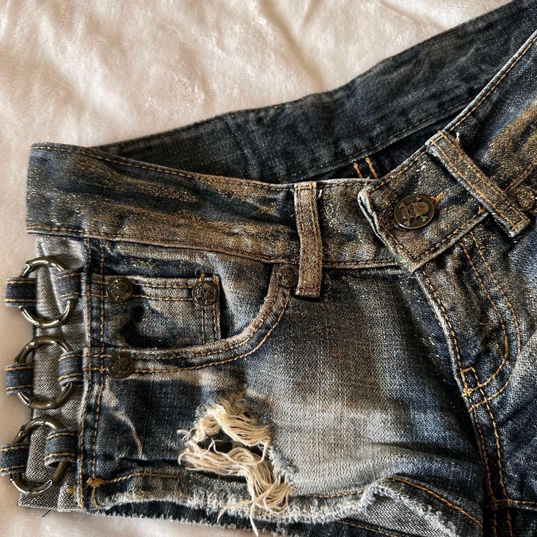 元祖【d.i.a.】サイドリングデニムショーパン ゴールドラメ 平成当時物