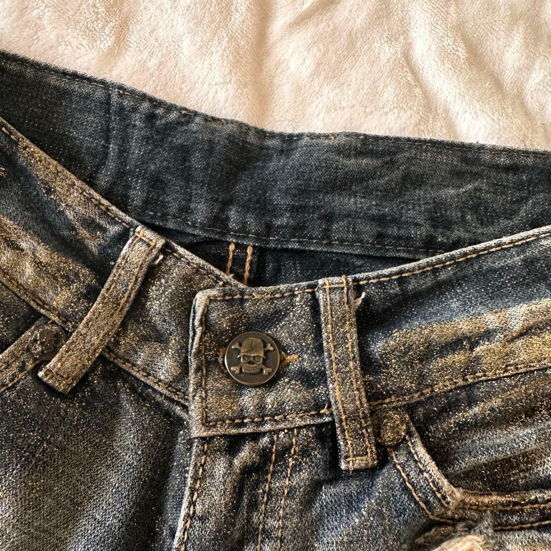 元祖【d.i.a.】サイドリングデニムショーパン ゴールドラメ 平成当時物