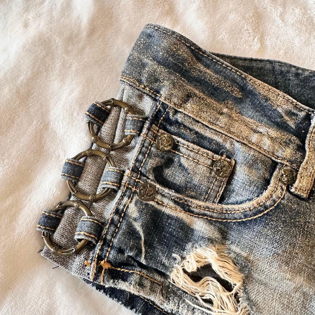 元祖【d.i.a.】サイドリングデニムショーパン ゴールドラメ 平成当時物