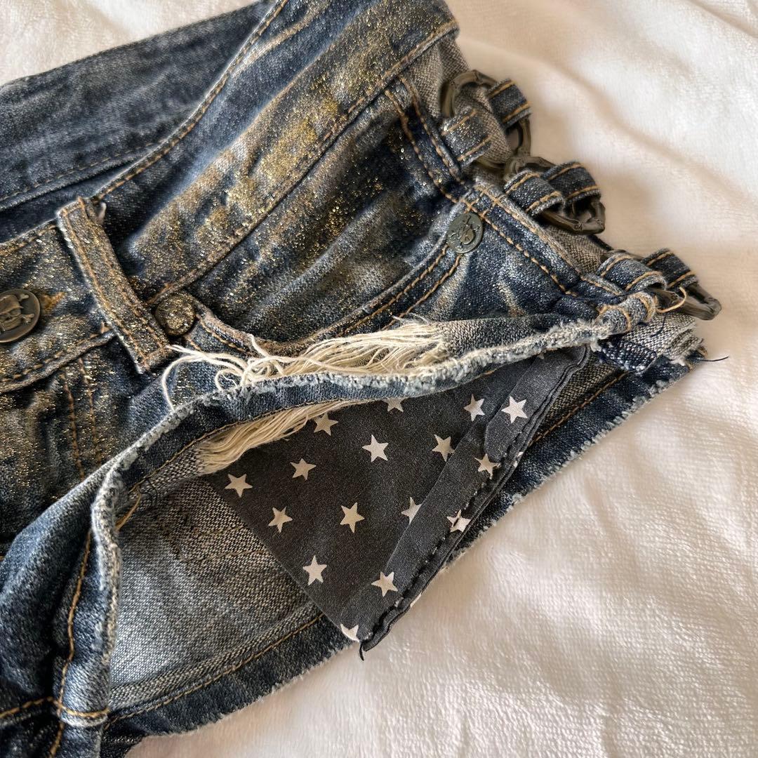 元祖【d.i.a.】サイドリングデニムショーパン ゴールドラメ 平成当時物