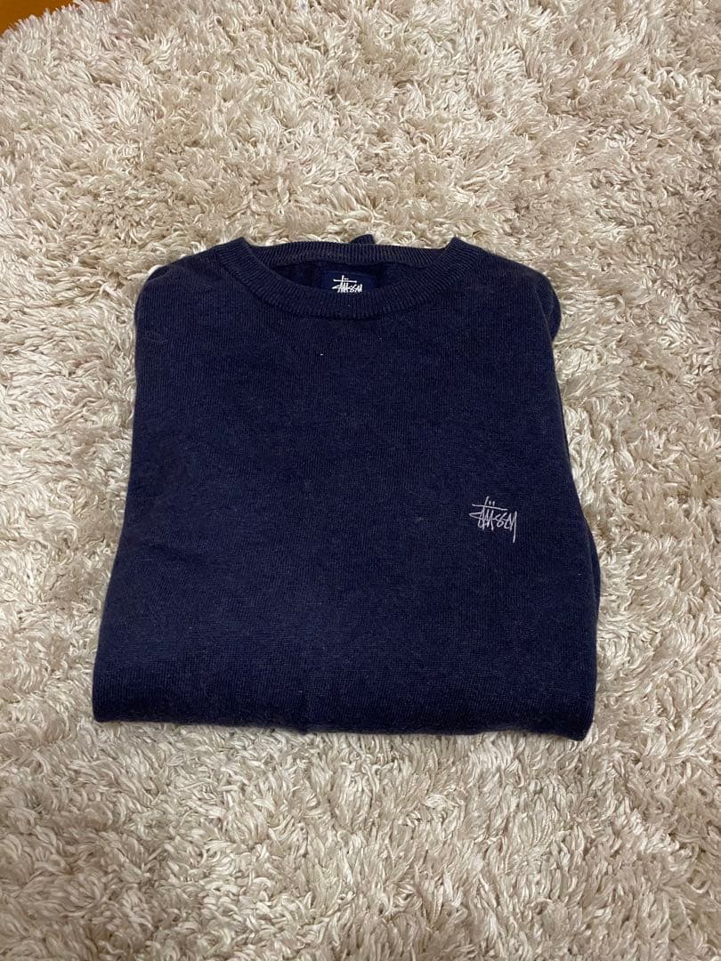 old STUSSY ニットセーター ネイビー