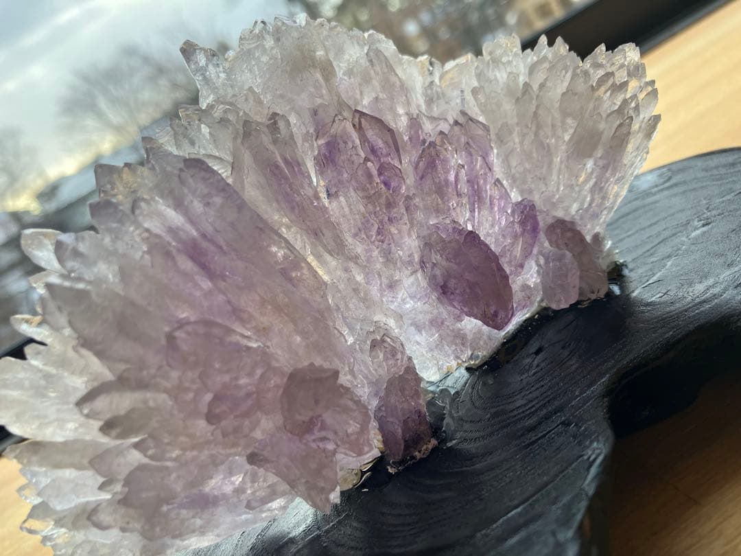 フラワーアメジスト クラスター 台座付き 原石 天然石
