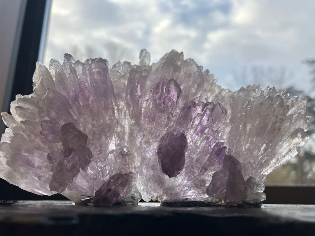 フラワーアメジスト クラスター 台座付き 原石 天然石