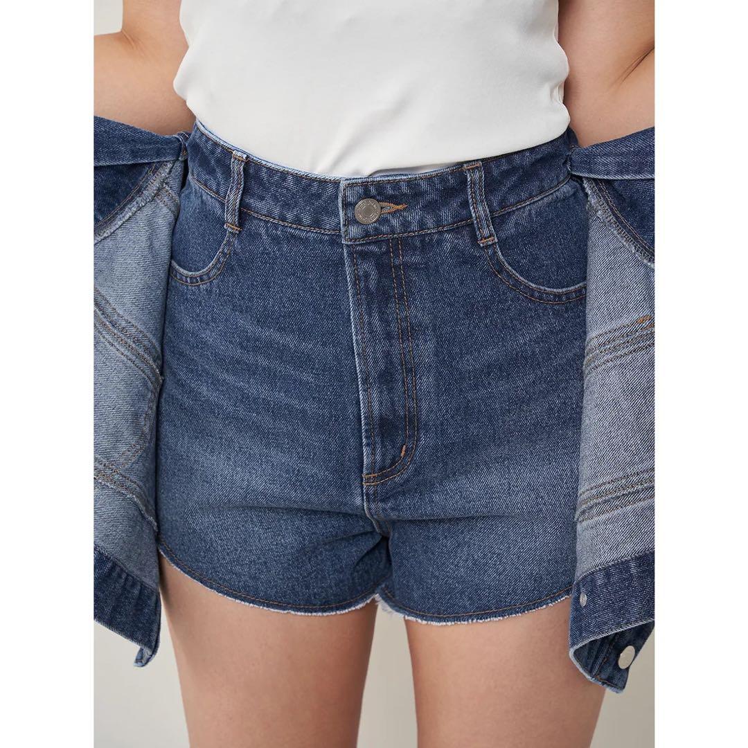 新品タグ付 ダーリッチ ドッキングデザインデニムショートパンツ S ブルー