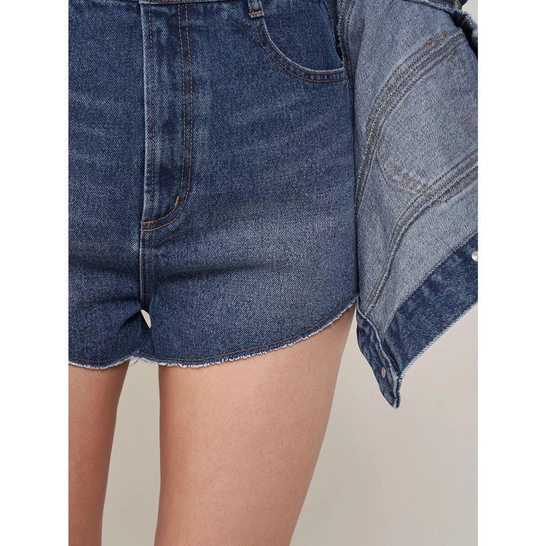 新品タグ付 ダーリッチ ドッキングデザインデニムショートパンツ S ブルー