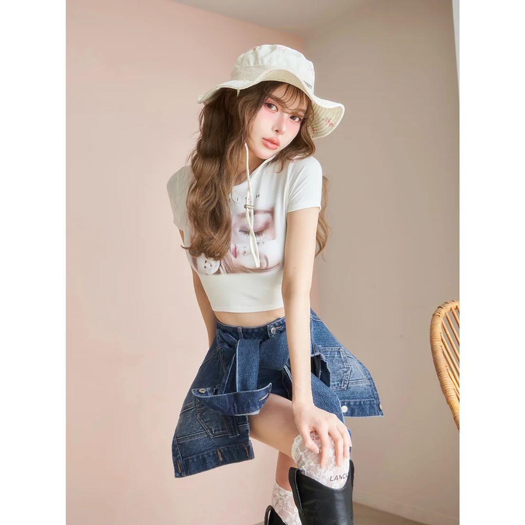 新品タグ付 ダーリッチ ドッキングデザインデニムショートパンツ S ブルー