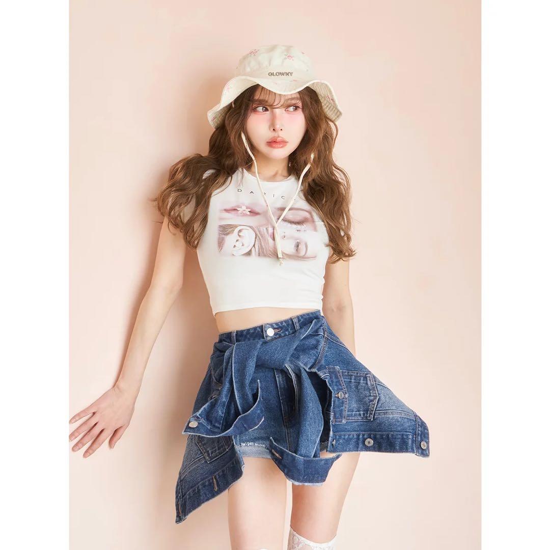 新品タグ付 ダーリッチ ドッキングデザインデニムショートパンツ S ブルー