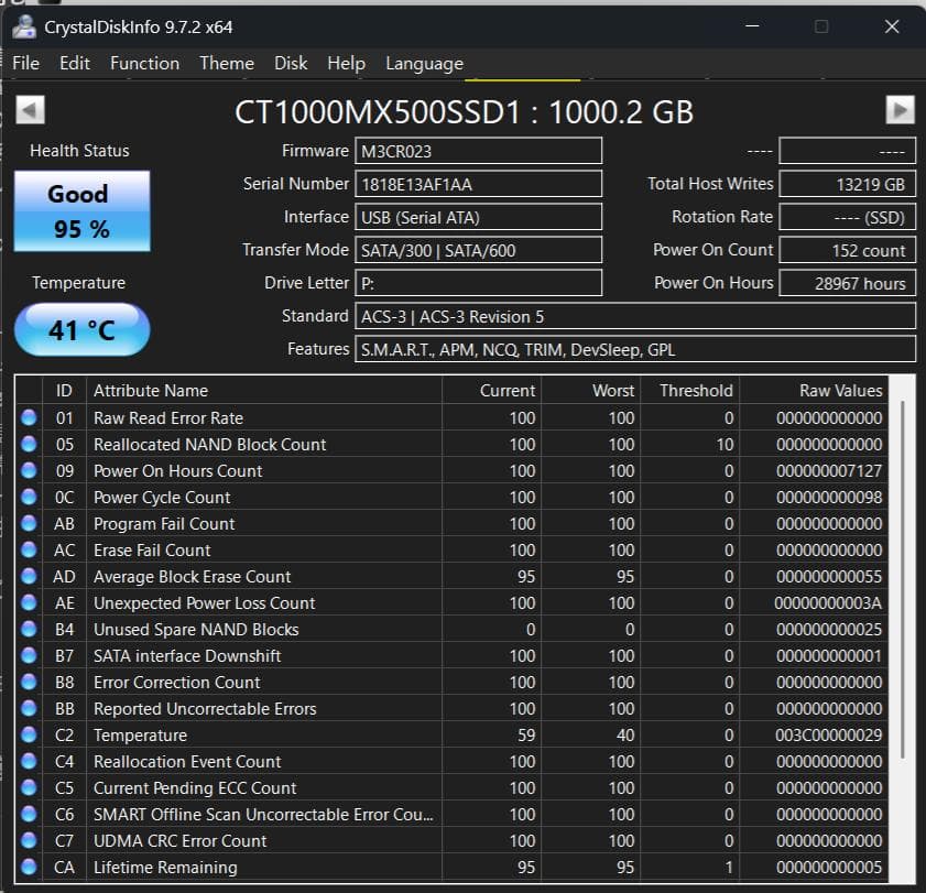 内蔵型SSD Crucial CT1000MX500 2.5 SSD 1TB