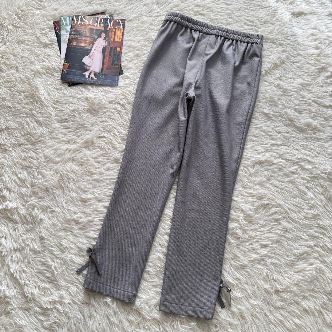 M'S GRACY 【新品】リボン付♡ あったか*裏起毛パンツ グレー 38