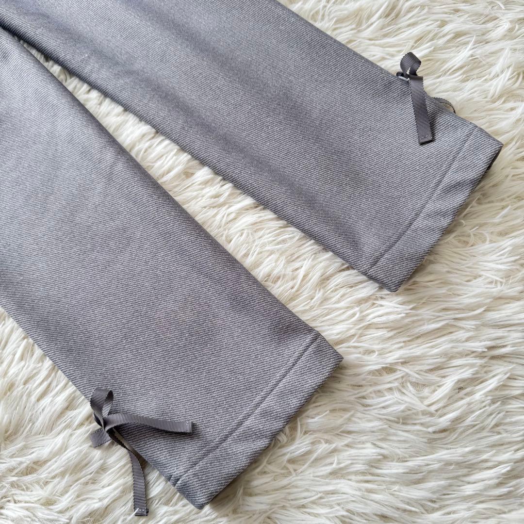 M'S GRACY 【新品】リボン付♡ あったか*裏起毛パンツ グレー 38