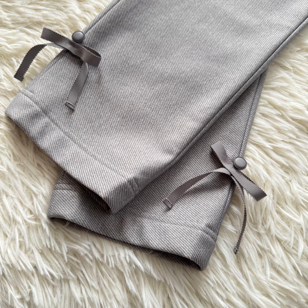 M'S GRACY 【新品】リボン付♡ あったか*裏起毛パンツ グレー 38