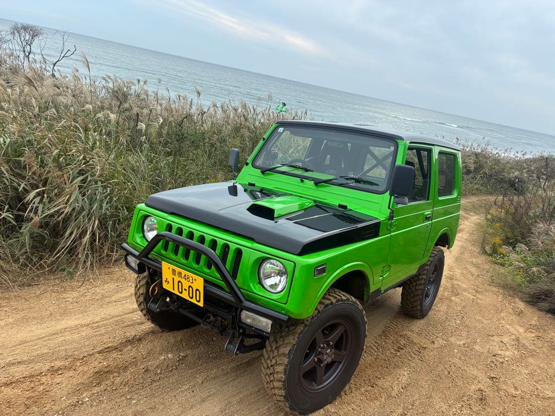 ジムニー　JA11改18万キロ　カワサキグリーン全塗装　5速MT 二名乗車公認