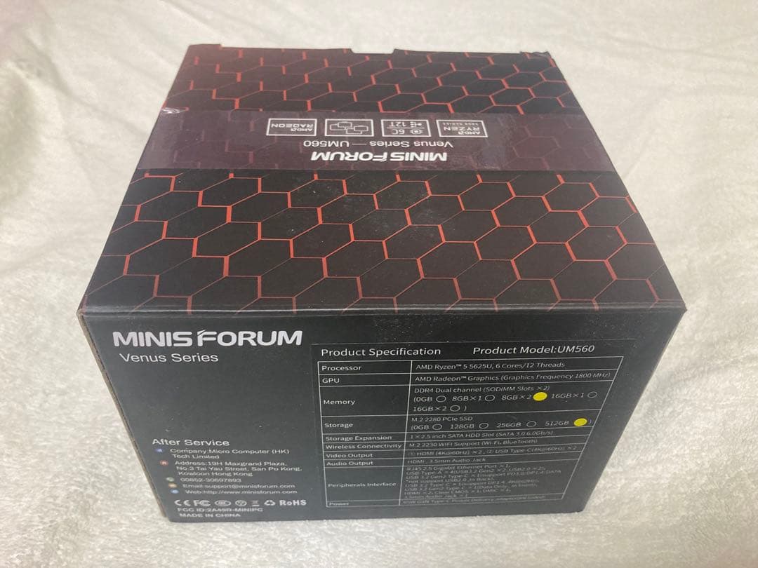 【ジャンク】Minisforum UM560 通電不可（本体・元箱・付属品）