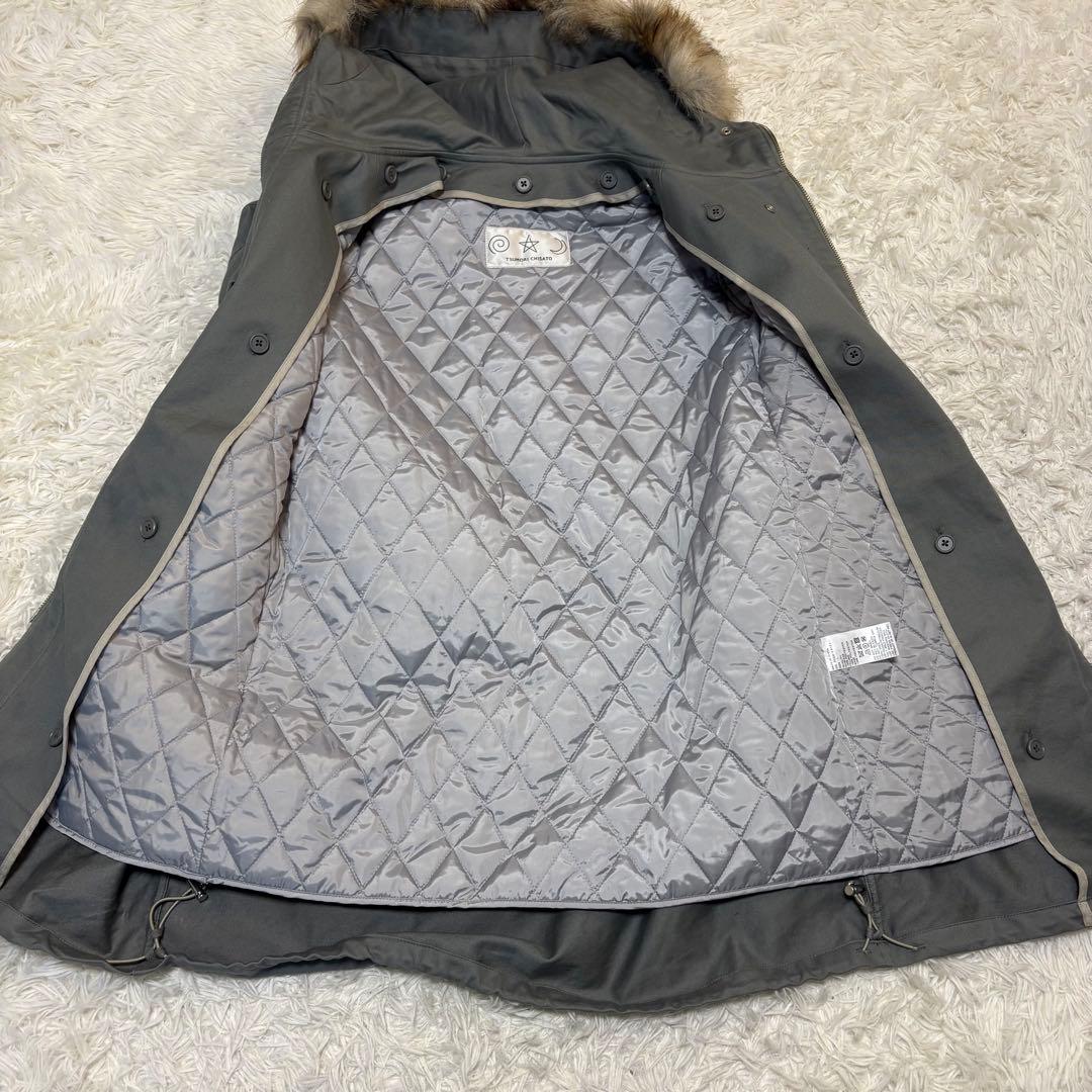 K様ツモリチサト アマモール 中綿ライナー付きモッズコート ファー着脱可 M