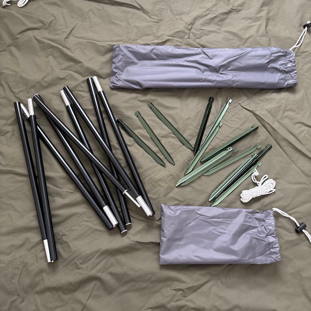 バンドック/ソロティピー1TC（カーキ）、グランドシート＆8tail/二又ポール