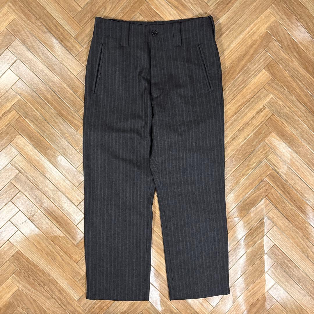 マーガレットハウエル×LOVAT ウールスラックス ストライプ チャコールグレー