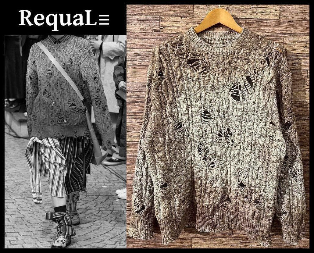 極美品 22AW リコール ケーブル編み ダメージ加工 フィッシャーマン ニット