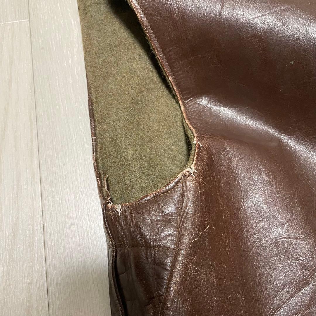 ベルギー軍 レザー ジャーキンベスト ブラウン