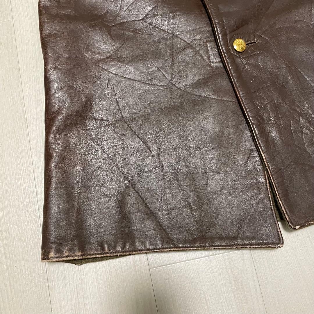 ベルギー軍 レザー ジャーキンベスト ブラウン