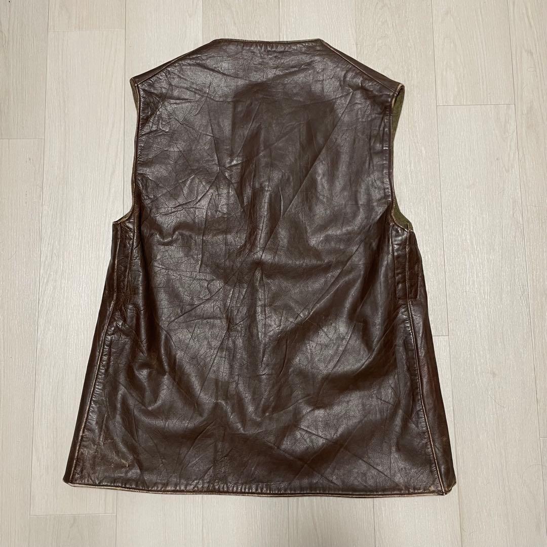 ベルギー軍 レザー ジャーキンベスト ブラウン