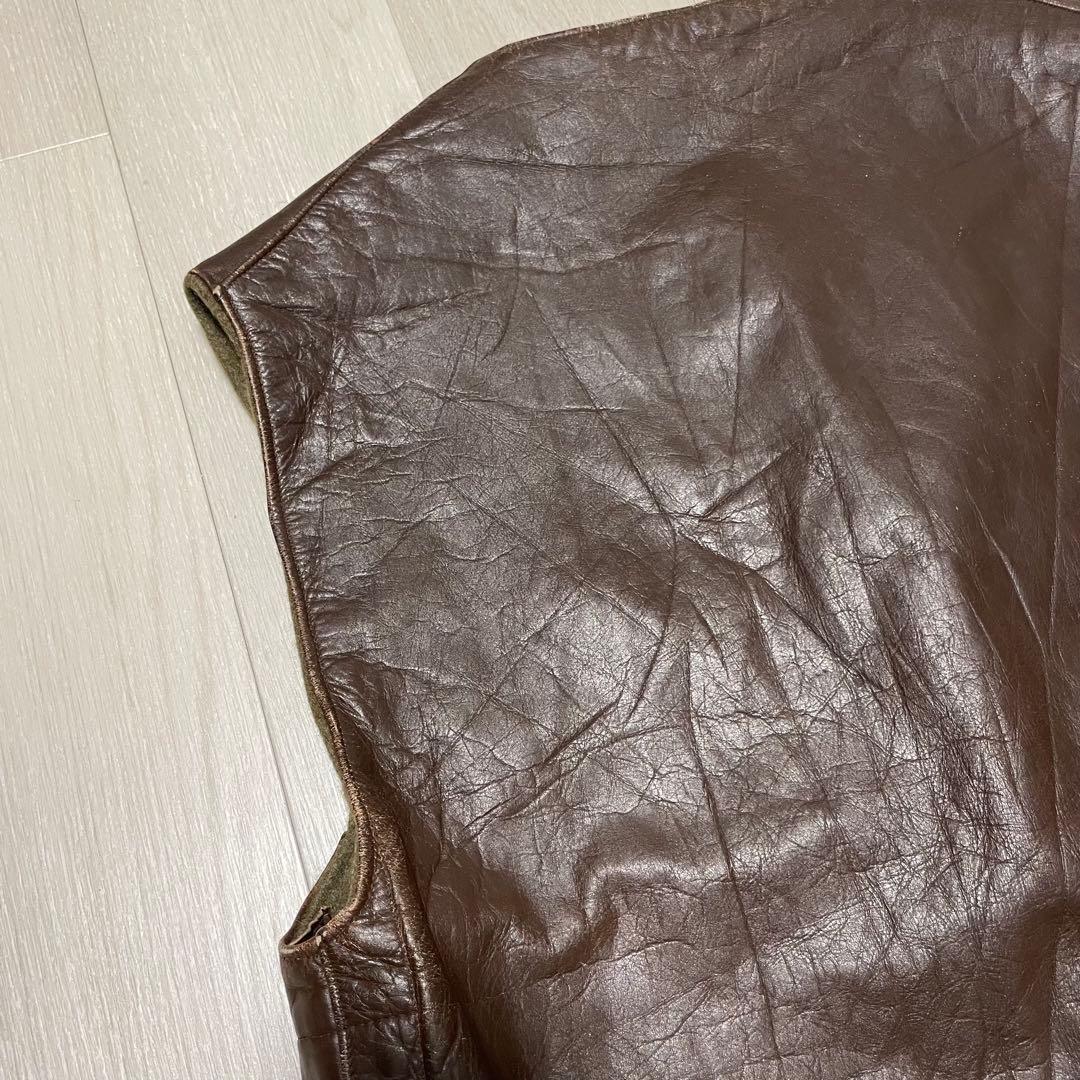 ベルギー軍 レザー ジャーキンベスト ブラウン