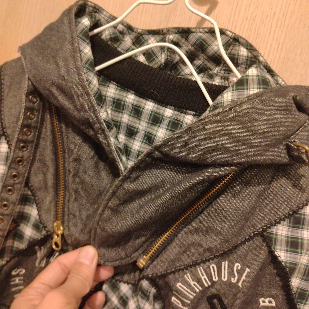 PINK HOUSE ブルゾン　中綿　デニム地　パッチワーク　ワッペン