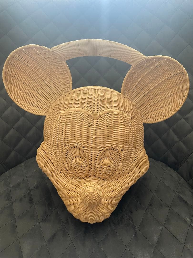 ミッキーマウス　カゴバッグ　ラタンバッグ