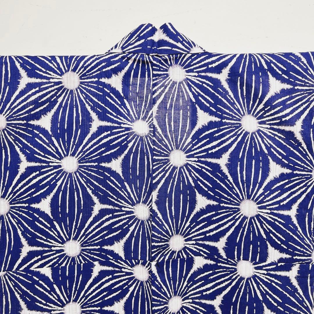 浴衣　綿麻　麻の葉模様　着物　008k