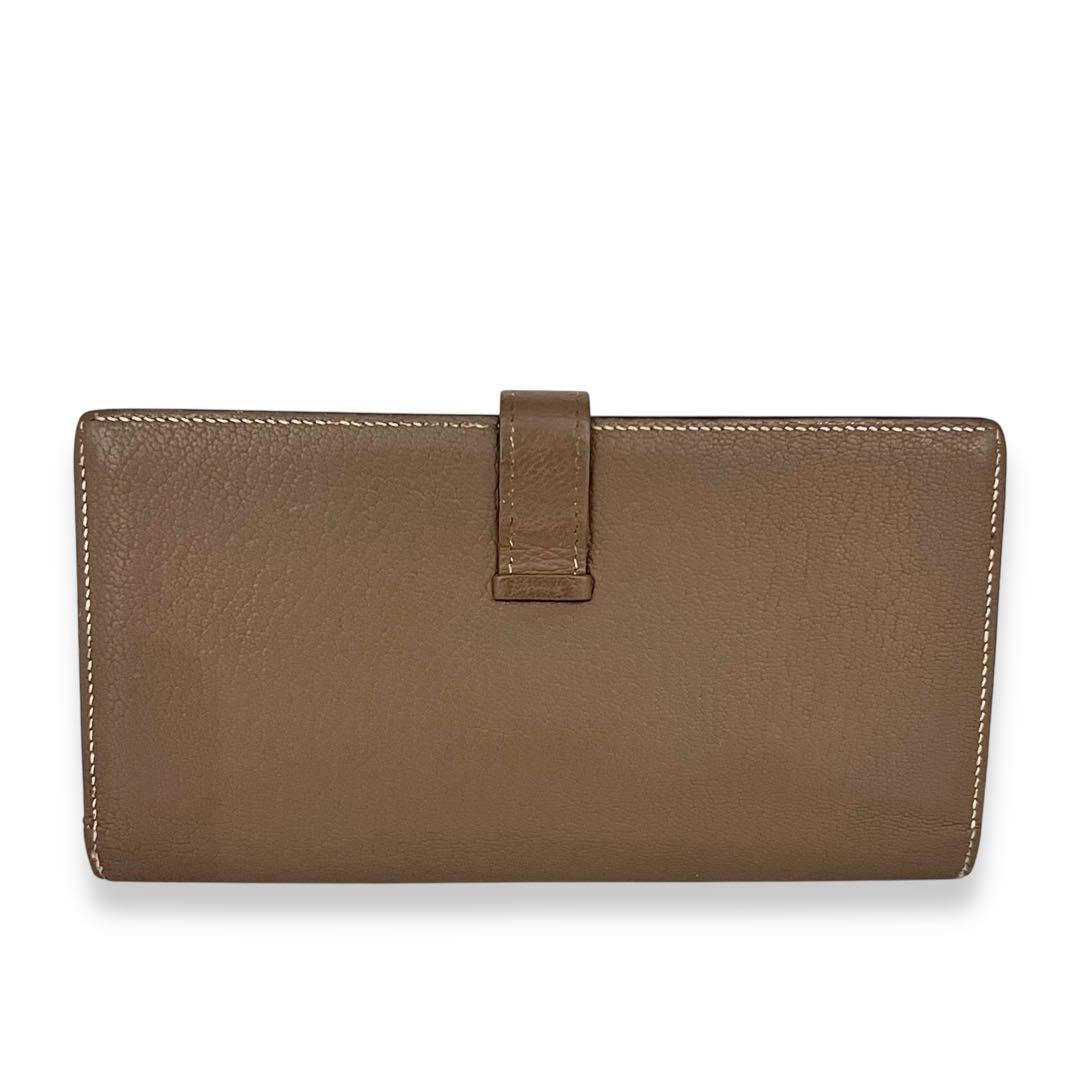 【美品】エルメス　ベアンスフレ　エトゥープ 折財布　長財布　552