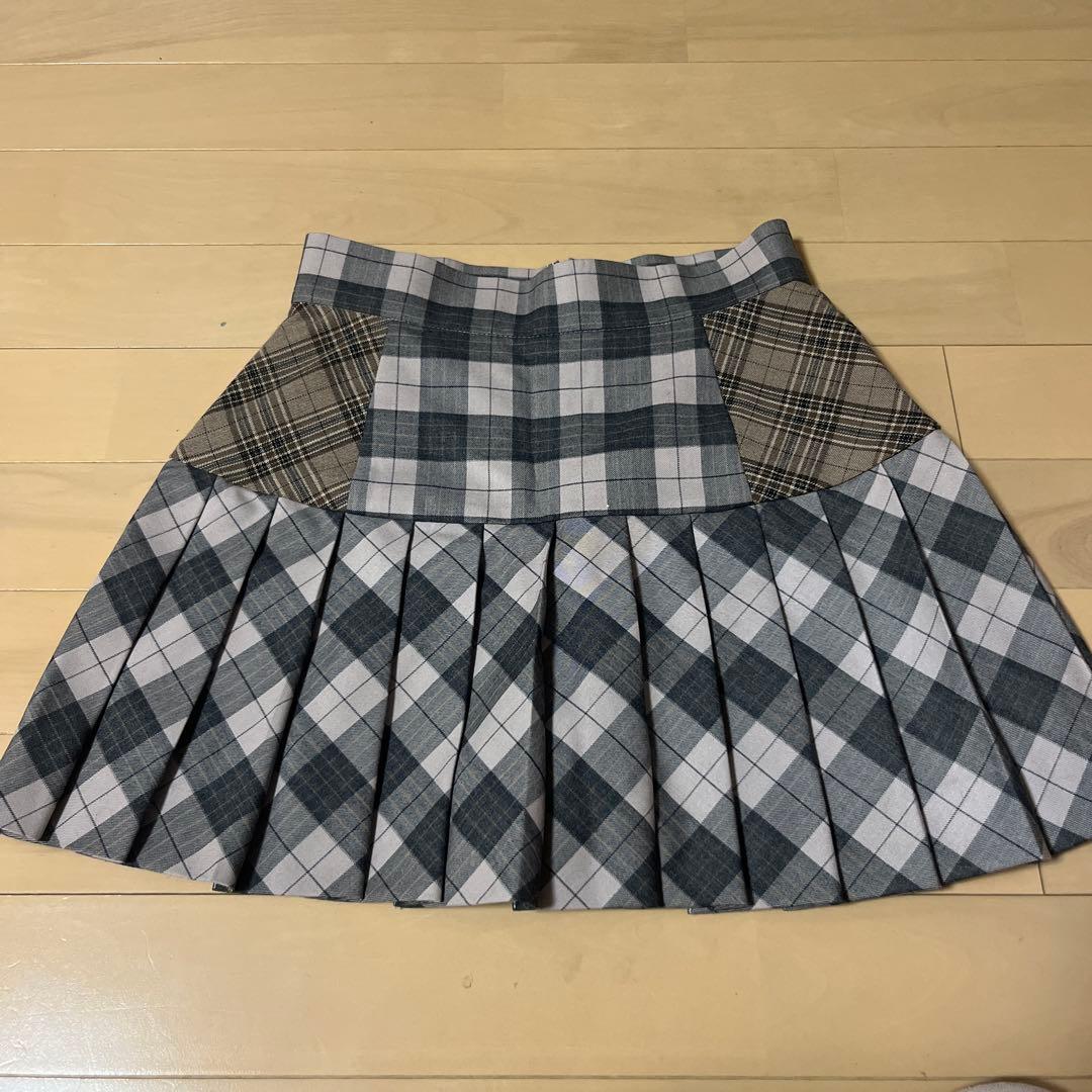 Coco check pleats skirt pink beige sサイズ