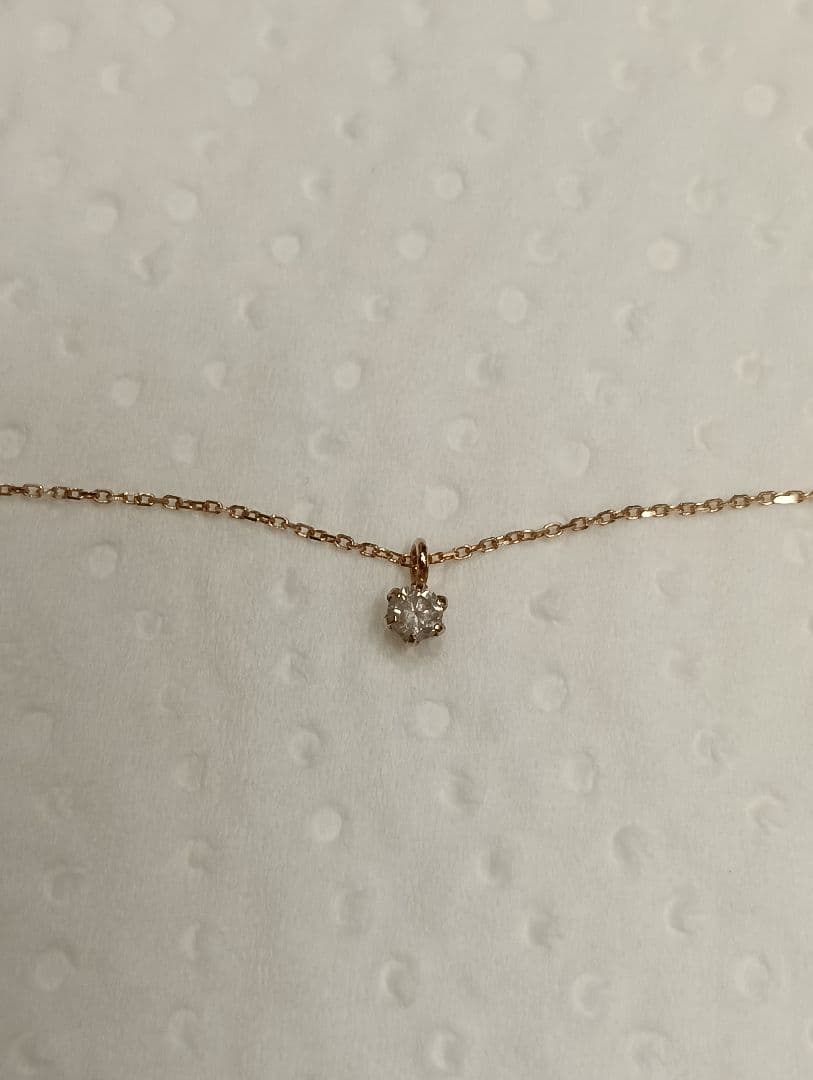 K10PGピンクゴールド一粒ダイヤモンドネックレス0.05ct