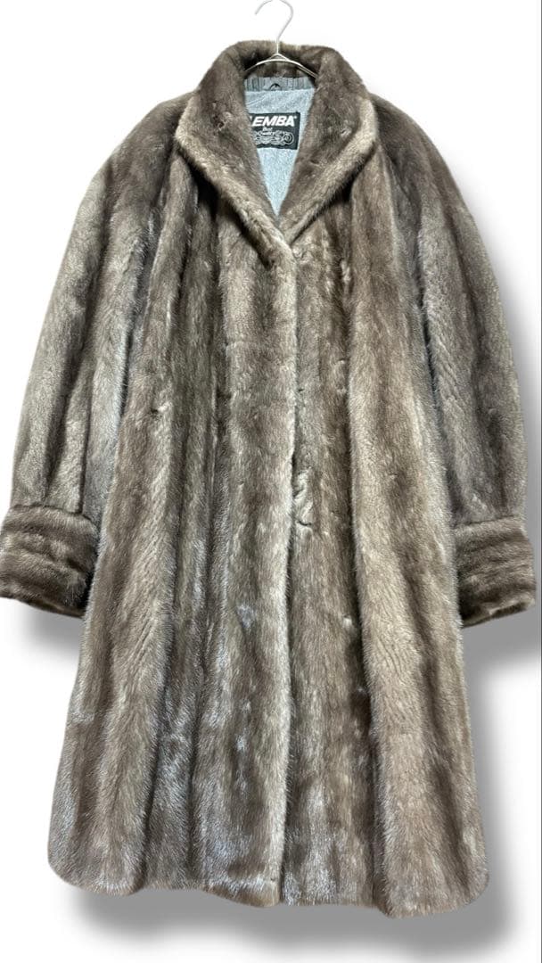 美品/EMBA/ブルーアイリス/ミンクファー/セミロングコート/15号