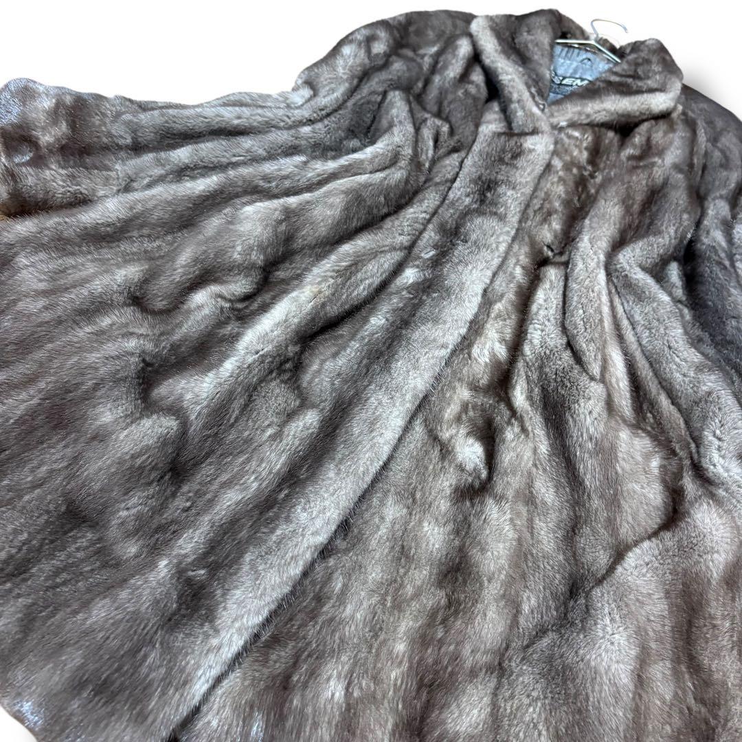 美品/EMBA/ブルーアイリス/ミンクファー/セミロングコート/15号