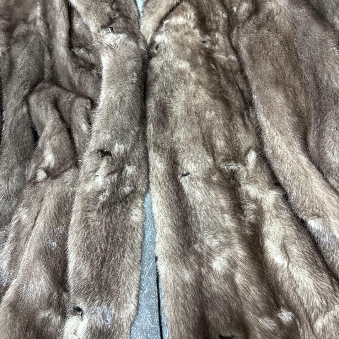 美品/EMBA/ブルーアイリス/ミンクファー/セミロングコート/15号