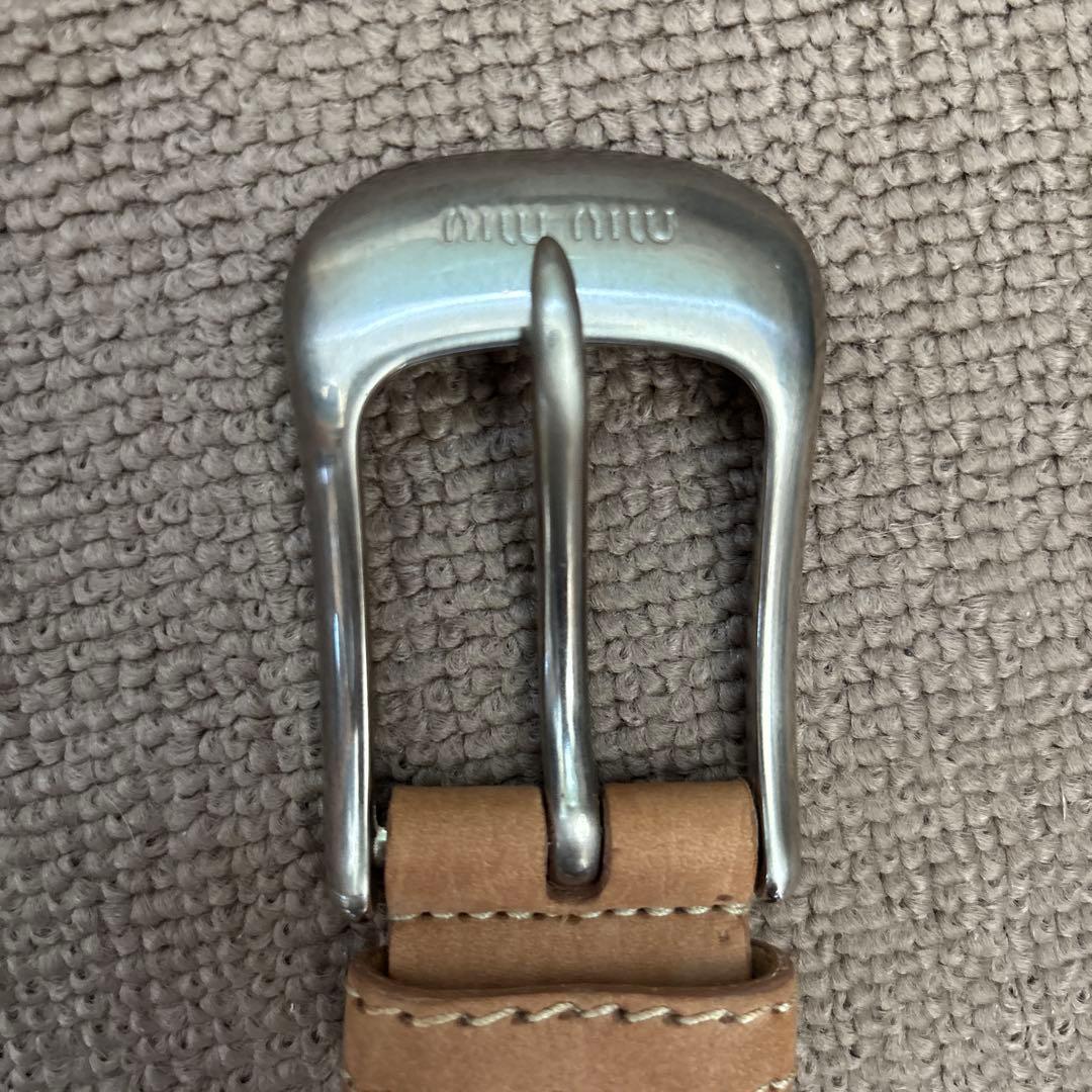 miu miu ピンクベージュレザーベルト