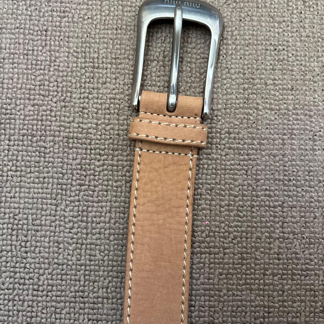 miu miu ピンクベージュレザーベルト