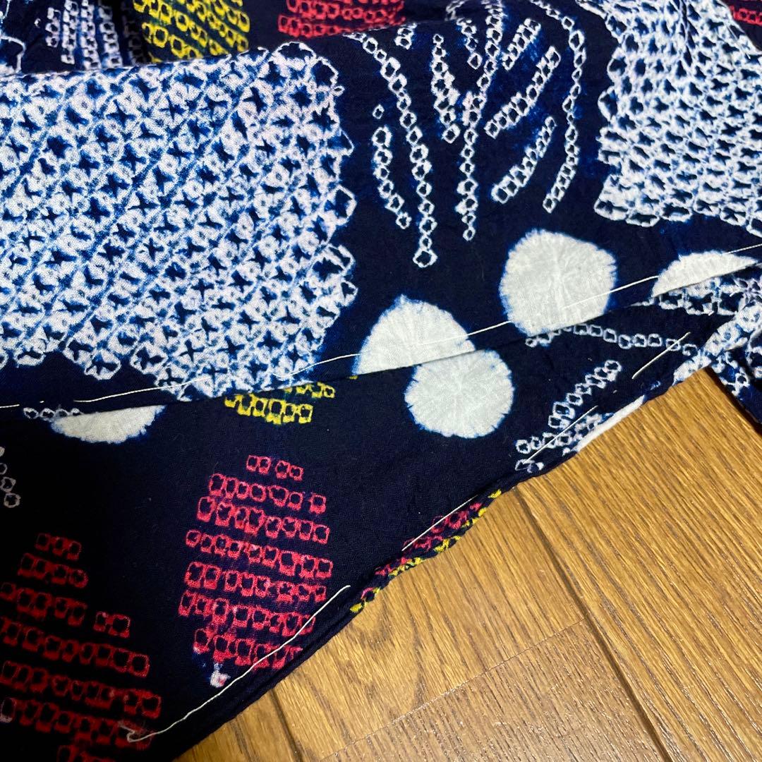 しつけ付　手縫い　総絞り　有松絞り　レトロ　花柄　夏着物　アンティーク　大人浴衣