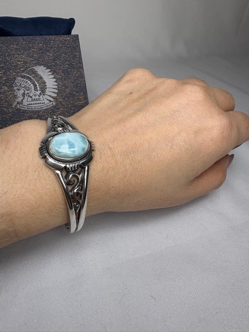 SAADバングルsv925 天然ラリマー