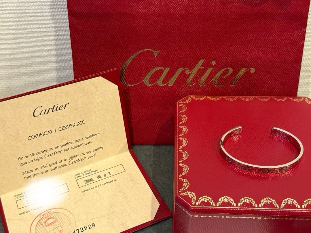 Cartier ホワイトゴールド　ラブブレス　オープンタイプ　16