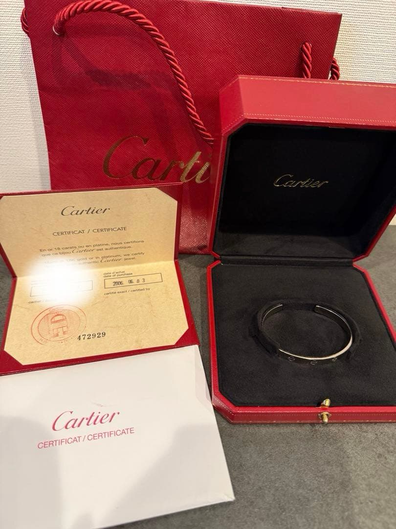 Cartier ホワイトゴールド　ラブブレス　オープンタイプ　16