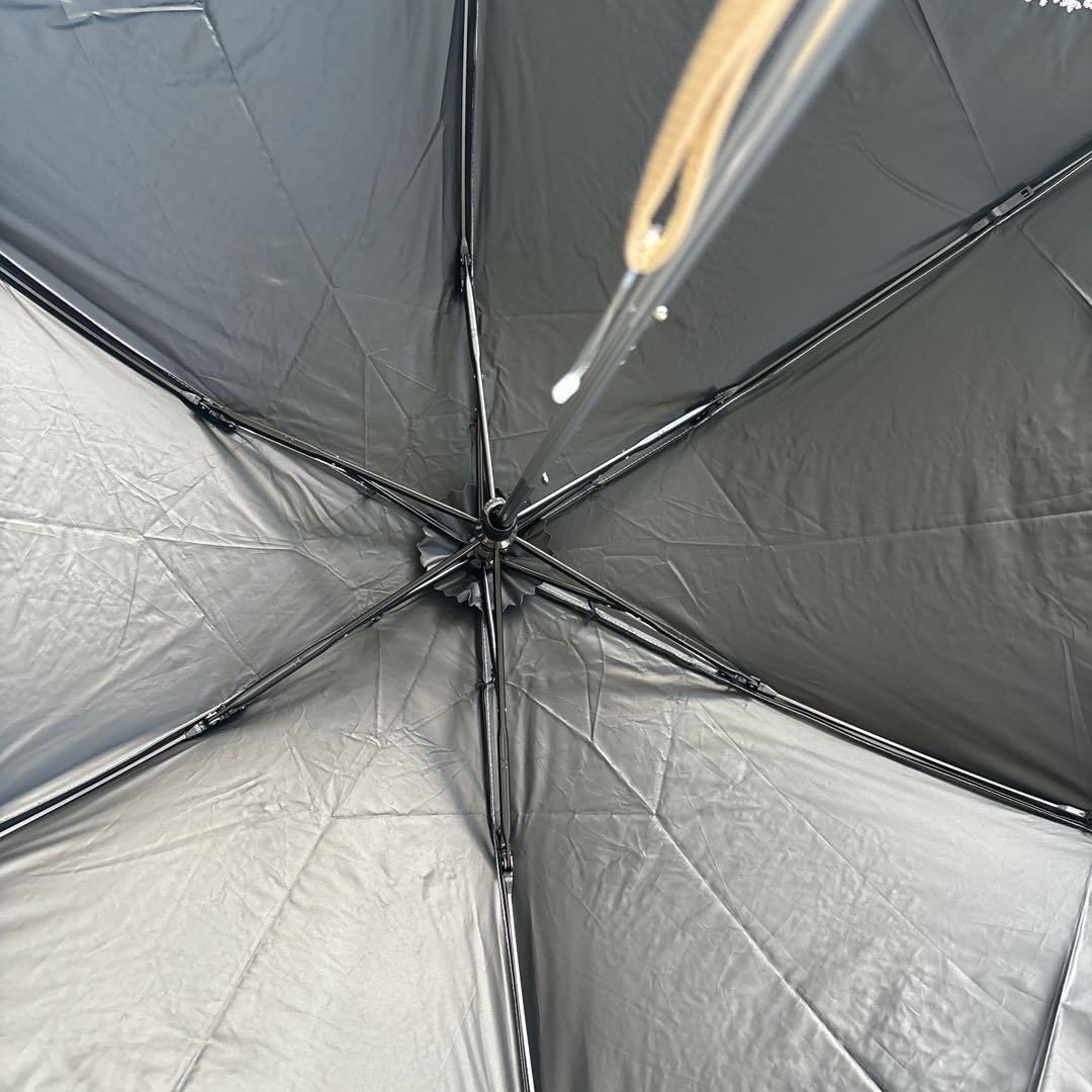 新品★ランバンコレクション★フラワー刺繍 晴雨兼用 折りたたみ日傘 雨傘★グレイ