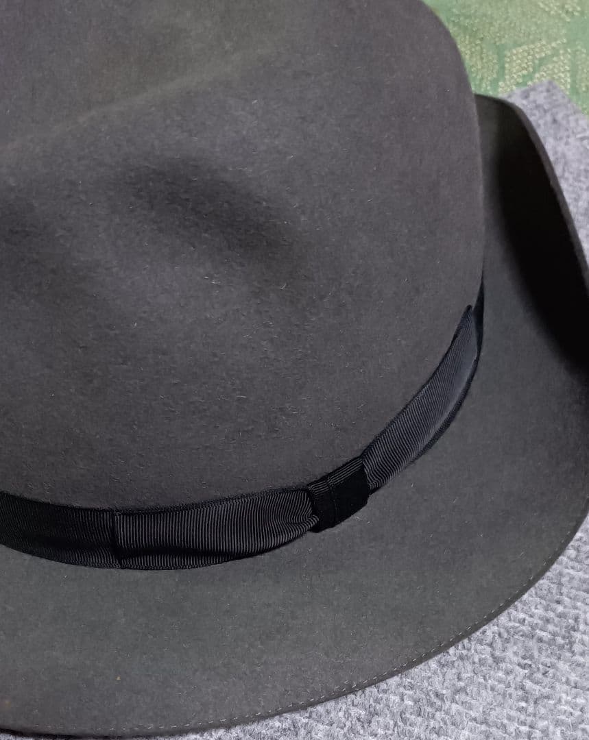 Tesi メンズ　フェルト中折れ帽　ブラック 58cm イタリア製 ボルサリーノ