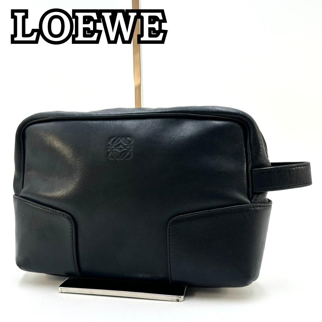 LOEWE ロエベ アナグラム型押し クラッチバッグ セカンドバッグ ブラック